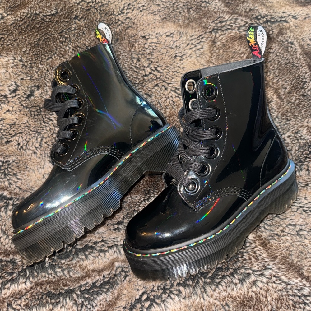 Dr Martens Molly rainbow platform boots